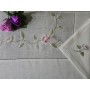 Elegante Tovaglia ricamata in puro lino 12 posti 185x280 cm