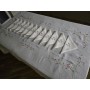 Elegante Tovaglia ricamata in puro lino 12 posti 185x280 cm