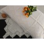 Lenzuolo in puro lino bellora con ricamo a mano Sfilato Siciliano ecru' color