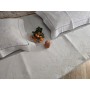 Lenzuolo in puro lino bellora con ricamo a mano Sfilato Siciliano ecru' color