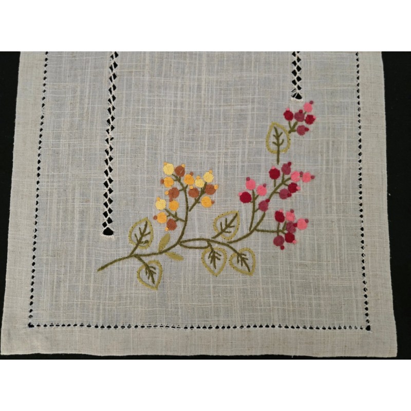 Zenoni & Colombi Striscia Da Tavola Ricamata A Mano | Gigliuccio, 40x130cm | Puro Cotone Made In Italy