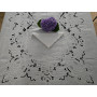 Tovaglia 12 posti puro lino ricamata a mano ricamo intaglio 170 x 265 cm