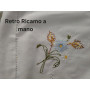 Tovaglia ricamata a mano in misto lino 12 posti ricamo floreale