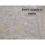 Tovaglia ricamata a mano in misto lino 12 posti ricamo floreale