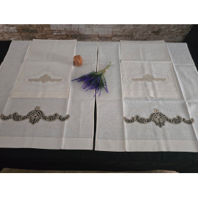 Set asciugamani in puro lino Bellora con ricamo cantù a mano 2+2