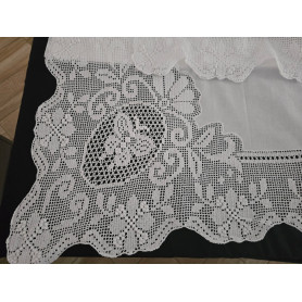 Set lenzuola puro cotone con ricamo Uncinetto con sotto + n2 federe 55x75 cm