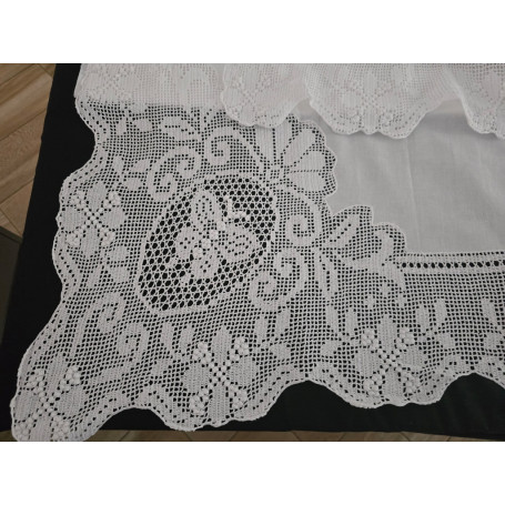 Set lenzuola puro cotone con ricamo Uncinetto con sotto + n2 federe 55x75 cm
