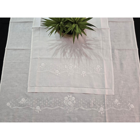 Set asciugamani ricamati 1+1 Punto Pieno a mano puro lino Bellora