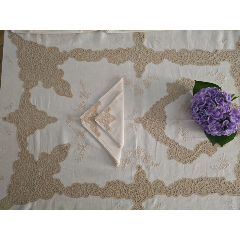 Anro - Tovaglia Cerata Effetto Lino, 160 x 140 cm, 160 x 140 cm, con Bordi a Taglio