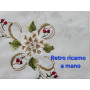 Tovaglia Natalizia ricamata a mano su misto lino 12 posti Natale NO TOVAGLIOLI