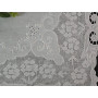 Museale Copriletto in puro lino 100% con ricamo Intaglio e punto pieno a mano