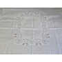 Museale Copriletto in puro lino 100% con ricamo Intaglio e punto pieno a mano