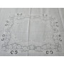 Museale Copriletto in puro lino 100% con ricamo Intaglio e punto pieno a mano