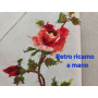 Set 3 centrini ricamati a mano su puro lino bellora ricamo punto pittura