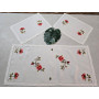 Set 3 centrini ricamati a mano su puro lino bellora ricamo punto pittura
