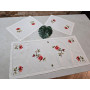 Set 3 centrini ricamati a mano su puro lino bellora ricamo punto pittura