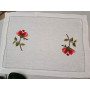 Set 3 centrini ricamati a mano su puro lino bellora ricamo punto pittura
