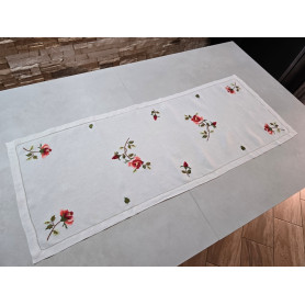 Runner ricamato a mano in puro lino bellora corsia ricamata a mano 45x110 cm