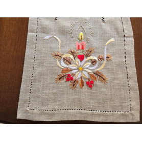 Runner natalizio ricamato a mano in canapa di lino 40 x 180 cm corsia natale