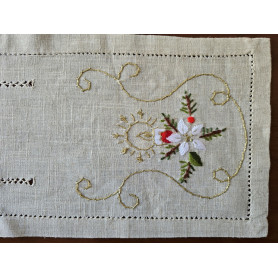 Runner natalizio ricamato a mano in canapa di lino 26 x 111 cm corsia natale