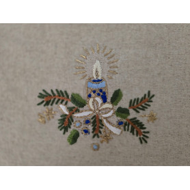 Runner natalizio ricamato a mano in canapa di lino 34x176 cm corsia natale