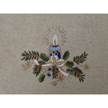 Runner natalizio ricamato a mano in canapa di lino 34x176 cm corsia natale
