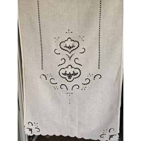 Tenda puro lino con ricamo a mano intaglio 80x145 cm tenda a pannello