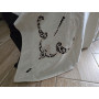 Museale Copriletto in puro lino 100% con ricamo Intaglio e punto pieno a mano