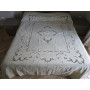 Museale Copriletto in puro lino 100% con ricamo Intaglio e punto pieno a mano