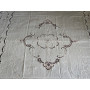 Museale Copriletto in puro lino 100% con ricamo Intaglio e punto pieno a mano