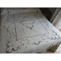 Museale Copriletto in puro lino 100% con ricamo Intaglio e punto pieno a mano