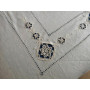 copy of Copriletto puro lino ricamato a mano intaglio e punto pieno in filo seta