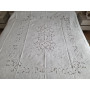 copy of Copriletto puro lino ricamato a mano intaglio e punto pieno in filo seta