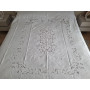 copy of Copriletto puro lino ricamato a mano intaglio e punto pieno in filo seta