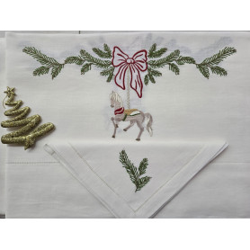 copy of Tovaglia natalizia ricamata in puro lino Bellora 12 posti 175 x 270 cm