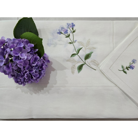 copy of Tovaglia ricamata in puro lino 12 posti rifinita a mano