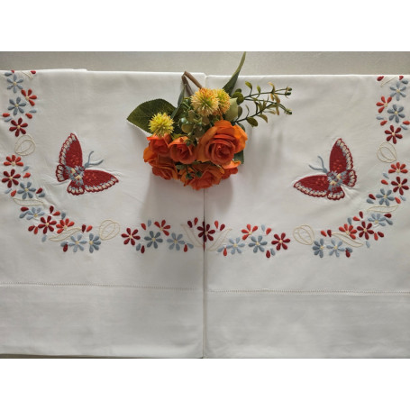 copy of Set completo lenzuola ricamate in puro cotone percalle altissima qualità