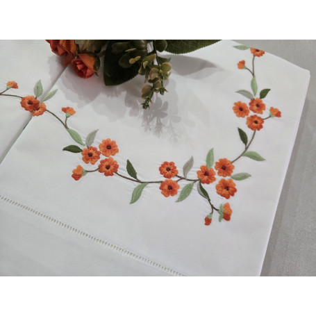 copy of Set completo lenzuola ricamate in puro cotone percalle altissima qualità