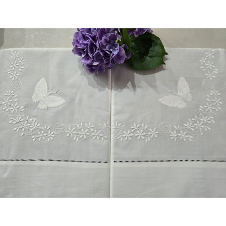 copy of Set completo lenzuola ricamate in puro cotone percalle altissima qualità