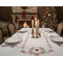 Tovaglia Natalizia ricamata a mano su misto lino Natale NO TOVAGLIOLI 175x310 cm