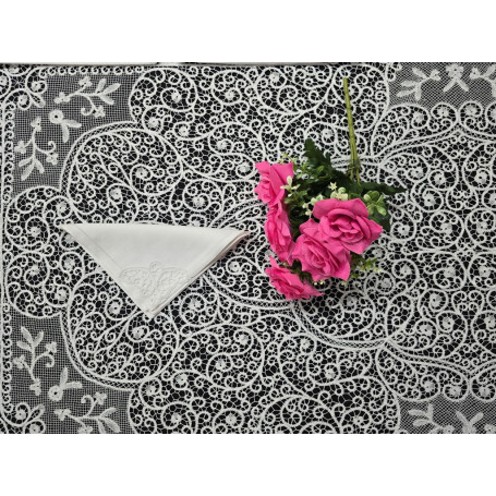 copy of Tovaglia in puro lino Bellora con ricamo intaglio a mano 12 posti Ecru' color