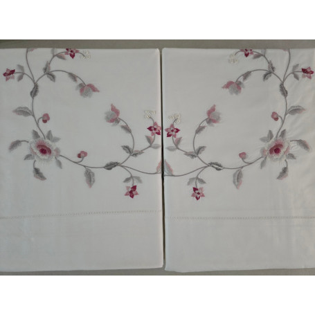 copy of Set completo lenzuola ricamate in puro cotone percalle altissima qualità