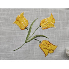 Elegante Tovaglia ricamata a mano in misto lino 12 posti ricamo nodo d'amore