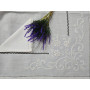 Tovaglia Gran misura ricamata a mano in misto lino 12 posti 175x315 cm