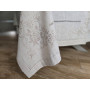 Tovaglia ricamata in punto pieno e gigliuccio a mano su lino canapa 12 posti