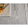 Elegante Tovaglia ricamata a mano in misto lino 12 posti gran misura 175x355 cm