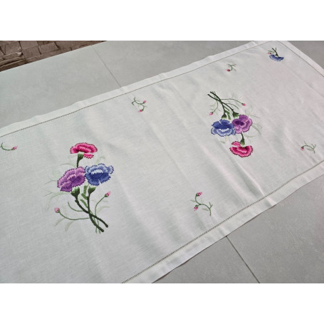 Runner ricamato a mano in puro lino bellora corsia ricamata a mano 45x110 cm