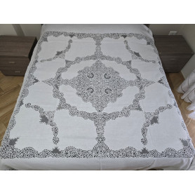 Prestigiosissimo coprieletto in purissimo lino Bellora di altissima qualita' con ricamo Cantù a mano Bianco