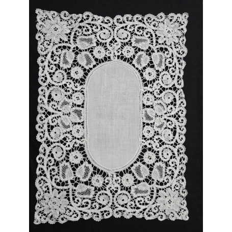 Tris centri puro lino con ricamo pizzo Cantù N1 centro 37x82cm N2 centri 29x41cm