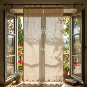 Tenda in canapa di lino con ricamo a mano 80x147 cm tenda a pannello